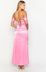 Naveah Pink Off Shoulder Maxi Dress