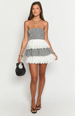 Rosealie Black And White Strapless Mini Dress