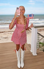 Rubi Red Gingham Babydoll Mini Dress