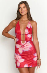Katy Red Crimson Paradise Mini Dress