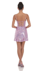 Sequin Ruffled Slit Dress In Lavender
