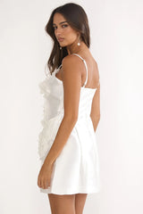 Cosmique Ruffle Mini Dress White