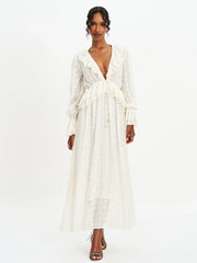Safiya Jacquard Chiffon Long Sleeve Maxi Dress