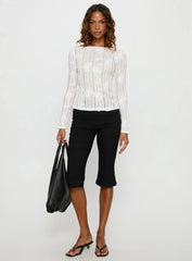 Devanie Sheer Long Sleeve Top White