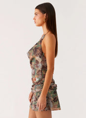 Wineweather Cowl Mini Dress - Vintage Blossom