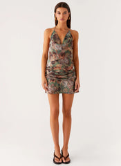 Wineweather Cowl Mini Dress - Vintage Blossom
