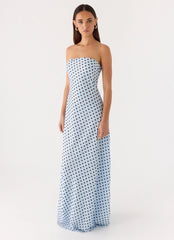 Chaniva Maxi Dress Blue Mocha Dot