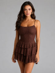 Like A Daydream Lace Ruffle Skater Dress