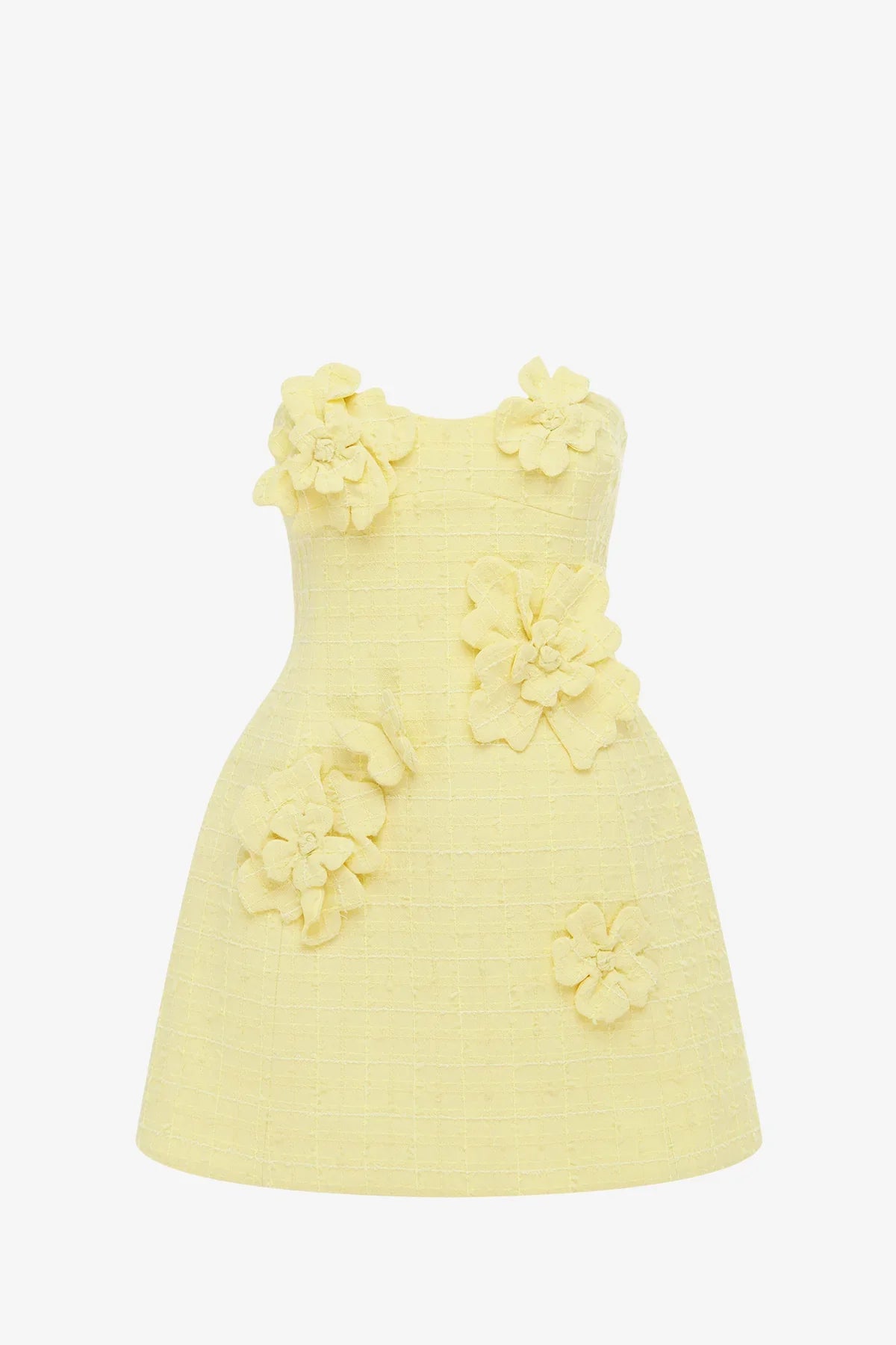 Rosario Tweed Petal Bustier Mini Dress - Sorbet Yellow