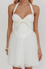 Princessa Halter Mini Dress White