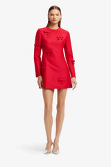 Aliza Bow Long Sleeve Mini Dress - Vermilion