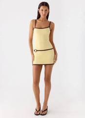 Felicia Asymmetrical Mini Dress Yellow